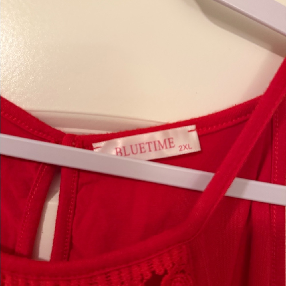 Bright Red Crochet-Front Women's Halter Camisole - Picture 4 of 4